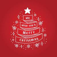 merry christmas lint grenen hand getekend xmas logo rood vector