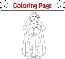 prins met zwaard kleur boek bladzijde voor kinderen. vector