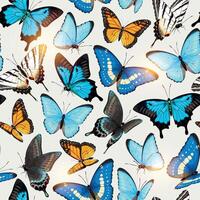 naadloos patroon met hoog gedetailleerd keerkring vlinders vector