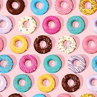 naadloos patroon met hoog gedetailleerd pastel donuts vector