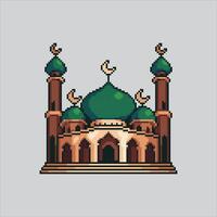 pixel kunst illustratie moskee. korrelig eid moskee. Islamitisch moskee masjid korrelig voor de pixel kunst spel en icoon voor website en spel. oud school- retro. vector