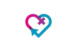 geslacht symbool logo inspiratie, liefde teken, mannetje en vrouw seks teken , illustratie vector