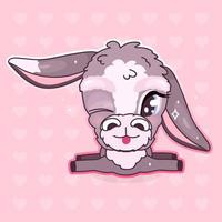 schattige ezel kawaii vector stripfiguur. schattig en grappig, gelukkig dier knipogende geïsoleerde sticker, patch, meisjesachtige illustratie. anime baby meisje coole muilezel, burro emoji op roze achtergrond