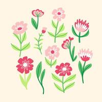 voorjaar en zomer bloem verzameling, met bladeren, bloemen boeketten, wilde bloemen vector