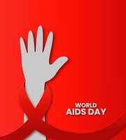 wereld AIDS dag van rood lint Aan hand- illustratie. 1 december. voor banners , poster, flyers of web plaats. vector