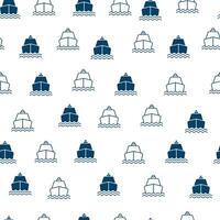 boot blauw naadloos ontwerp patroon voor kinderen wit achtergrond vector