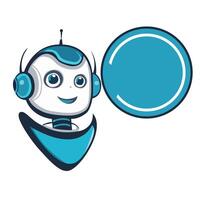 babbelen bot logo ontwerp concept. virtueel slim assistent bot icoon. robot hoofd met toespraak bubbel. klant onderhoud babbelen bot. vector