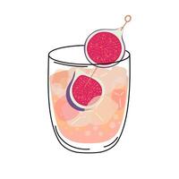 glas van sprankelend vanille fig cocktail. zomer cocktail geïsoleerd Aan wit achtergrond. alcoholisch drinken met ijs kubussen en afb. cocktail voor menu, bar vector