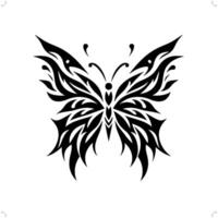 vlinder in modern tribal tatoeëren, abstract lijn kunst van dieren, minimalistische contour. vector