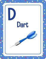 alfabet flashcard met letter d voor dart vector