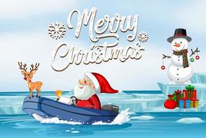 vrolijke kerstaffiche met sinterklaasboot vector