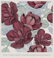 vector eps naadloze patroon illustratie van bloeiende en gevoerde bloemen art