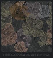 vector eps naadloze patroon illustratie van gevoerde bloemen art