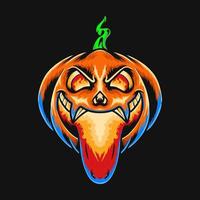 enge pompoen monster halloween premium vector tshirt ontwerp illustratie