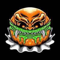 premium enge zombie hamburger gesmolten vector illustratie tshirt ontwerp