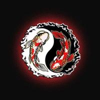 yin yang koi vissen premium vector illustratie tshirt ontwerp