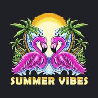 twin flamingo zomer vibes vector illustratie tshirt ontwerp