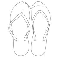 doorlopend single een lijn van strand slippers tekening kunst vector