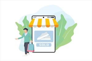 online boodschappen doen vlak illustratie ontwerp vector