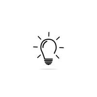 gloeilamp pictogram voor idee of concept in zwarte kleur op witte achtergrond vector