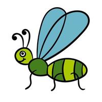 cartoon doodle lineaire mug, vliegen geïsoleerd op een witte achtergrond. vector