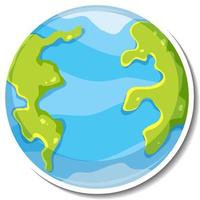 aarde wereldbol cartoon sticker op witte achtergrond vector