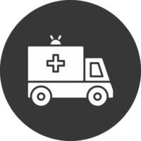 ambulance glyph omgekeerd pictogram vector
