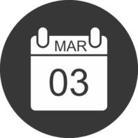 maart glyph omgekeerd icoon vector