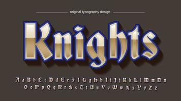 gouden blauwe middeleeuwse cartoon gaming typografie vector