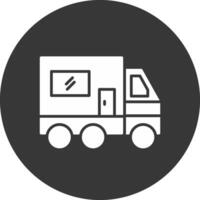 camper van glyph omgekeerd pictogram vector