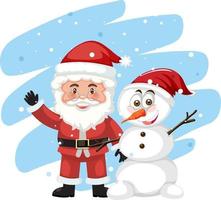 kerstman en sneeuwpop stripfiguur vector