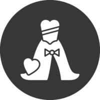 bruiloft jurk glyph omgekeerd icoon vector