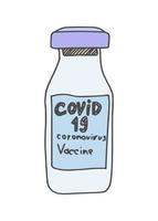 corona virus vaccin fles dodelijk. vector schets