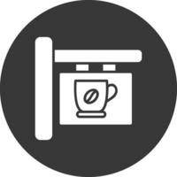 cafe bewegwijzering glyph omgekeerd icoon vector