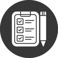 checklist glyph omgekeerd pictogram vector