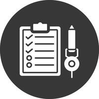 checklist glyph omgekeerd pictogram vector