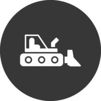 bulldozer glyph omgekeerd icoon vector