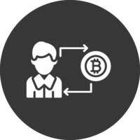 bitcoin handel glyph omgekeerd icoon vector