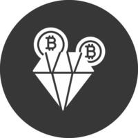 bitcoin diamant glyph omgekeerd icoon vector