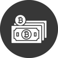 bitcoin contant geld glyph omgekeerd icoon vector