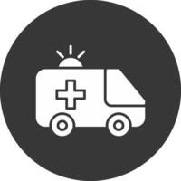 ambulance glyph omgekeerd pictogram vector