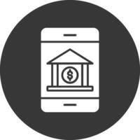 bank app glyph omgekeerd icoon vector