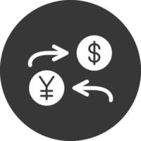 valutawissel glyph omgekeerd pictogram vector