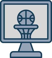 basketbal lijn gevulde grijs icoon vector