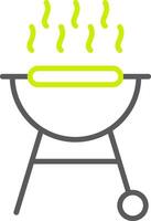 bbq grill lijn twee kleuren icoon vector