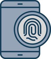 biometrisch identificatie lijn gevulde grijs icoon vector