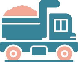 dump truck glyph twee kleuren icoon vector