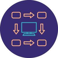 workflow lijn twee kleur cirkel icoon vector