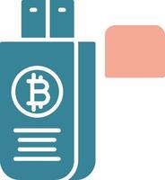 bitcoin rit glyph twee kleur icoon vector