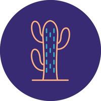 cactussen lijn twee kleur cirkel icoon vector